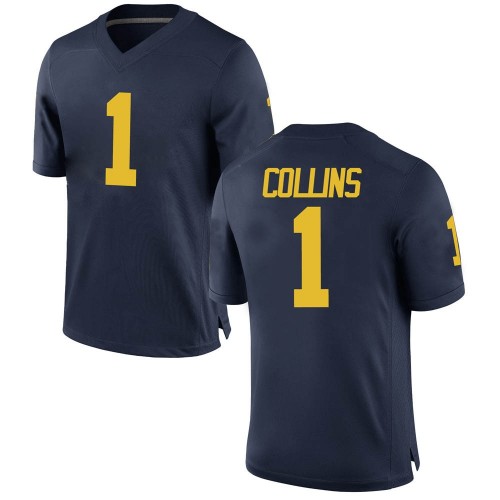 Nico Collins Michigan Wolverines Men's NCAA #1 Navy Game Brand Jordan College Stitched Football Jersey LAQ4354QO